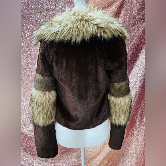 Rachel Roy Women's Brown Color blocked Faux-Fur Elton Jacket - Size XS - Picture 4 of 8